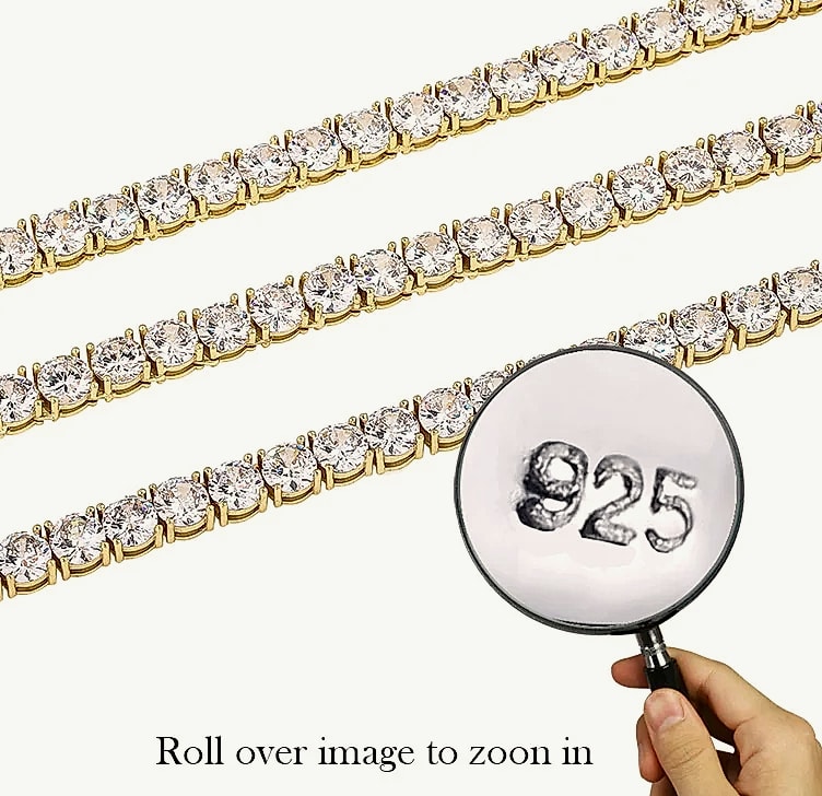 TOPGRILLZ 925 Sterling Silver CZ Tennis Chain Necklace