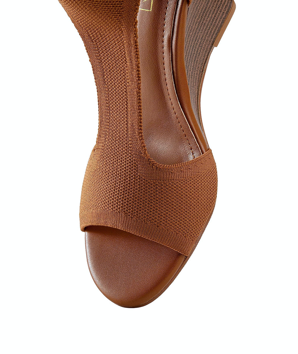NEWBELLA Women's Knit Wedge Sandal Peep-Toe Slip-On