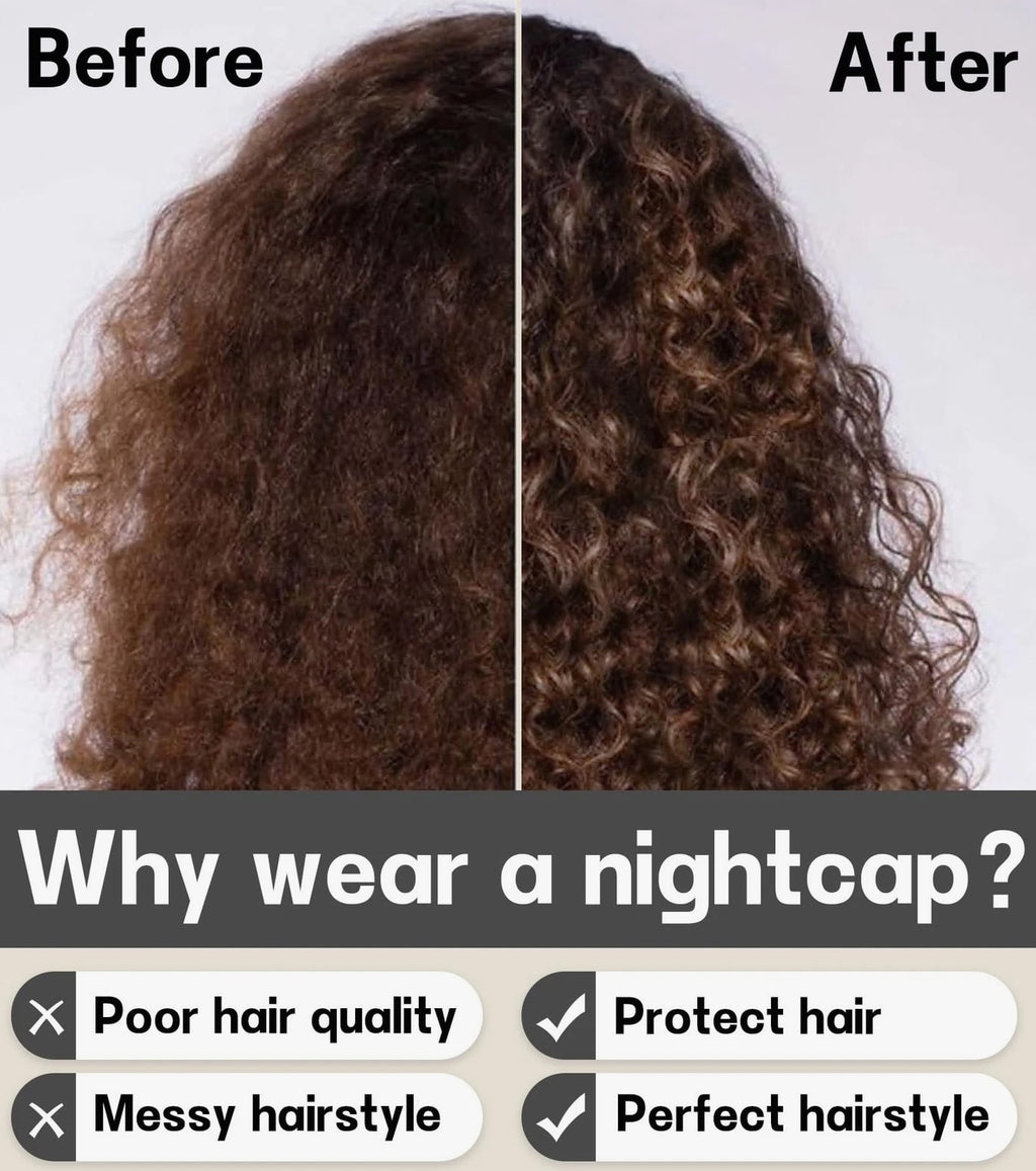 SECZIPE 100% Mulberry Silk Bonnet for Sleeping Curly Hair, One Size Black