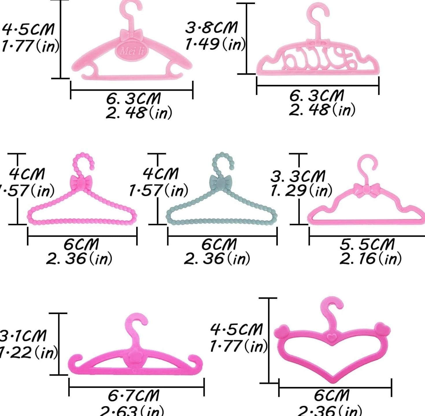 80 Pcs Plastic Hangers Accessories for 11.5 inch Doll Clothes Gown Dress Outfit
