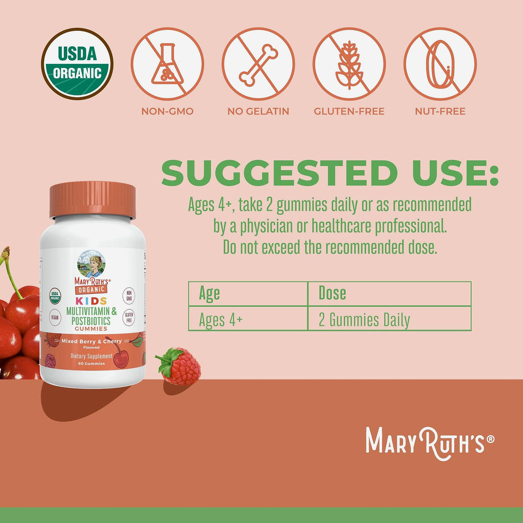 MARYRUTH'S Kids Multivitamin Gummies with Probiotics