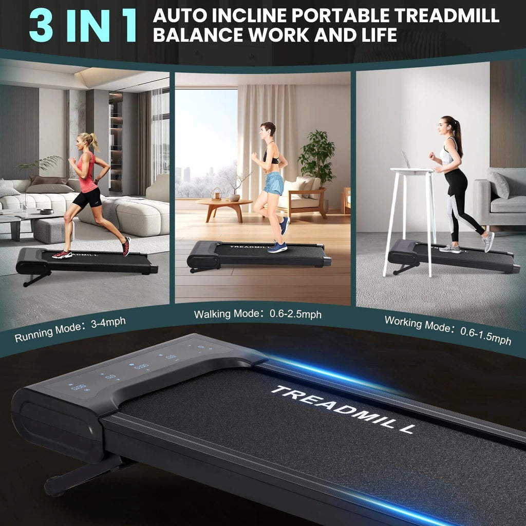 Walking Pad, Under 2.5HP Low-Noise Desk Treadmill, Auto Incline Walking Pad, Home