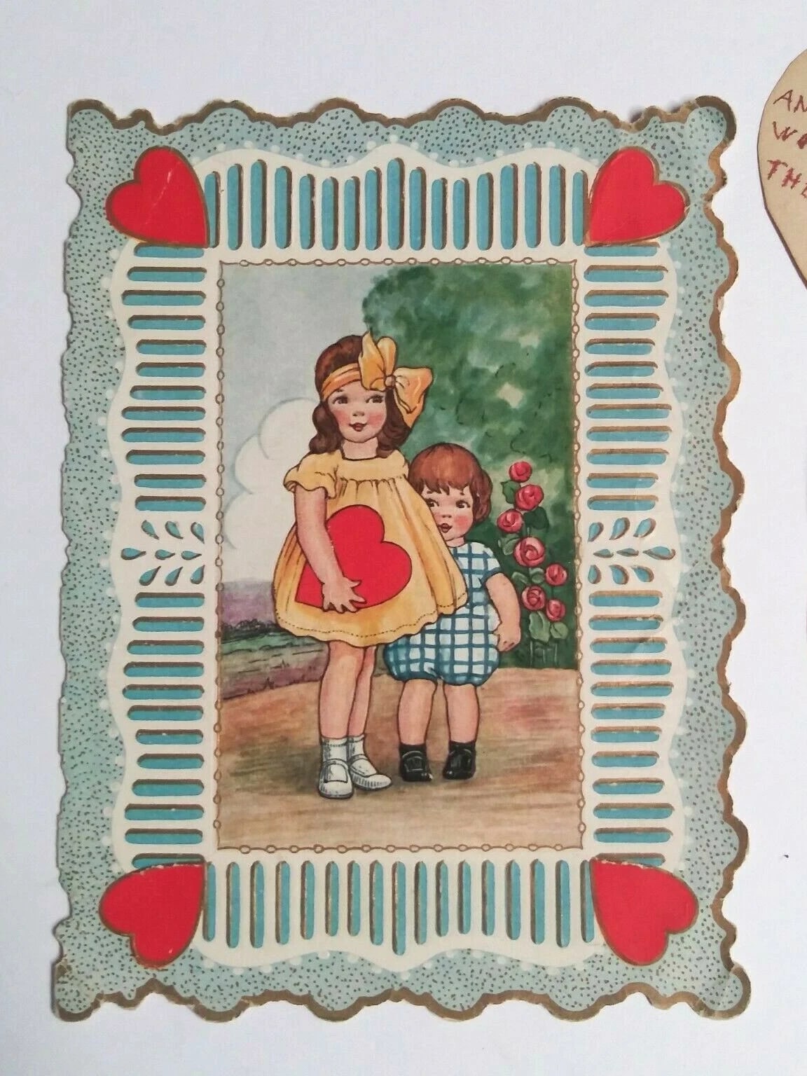 Valentine's Day Die Cut Handmade Vintage Love Hearts Card Lot - 14 Pieces, 3"-8" each