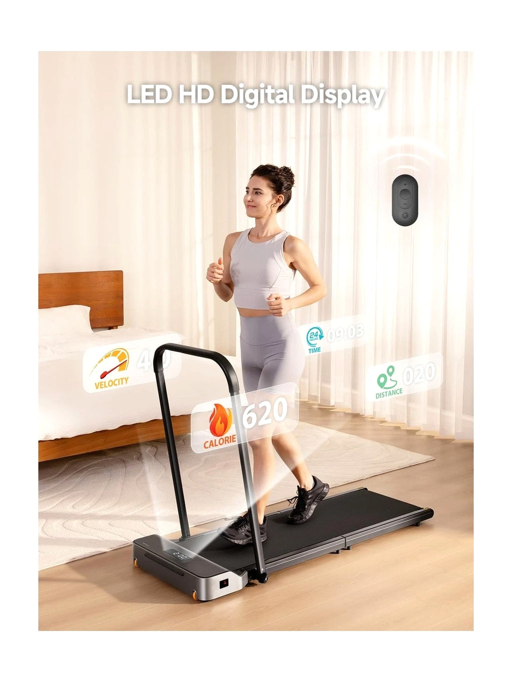 WalkingPad Foldable Walking Pad with Handle Bar, Treadmill for Home Office, Under Desk