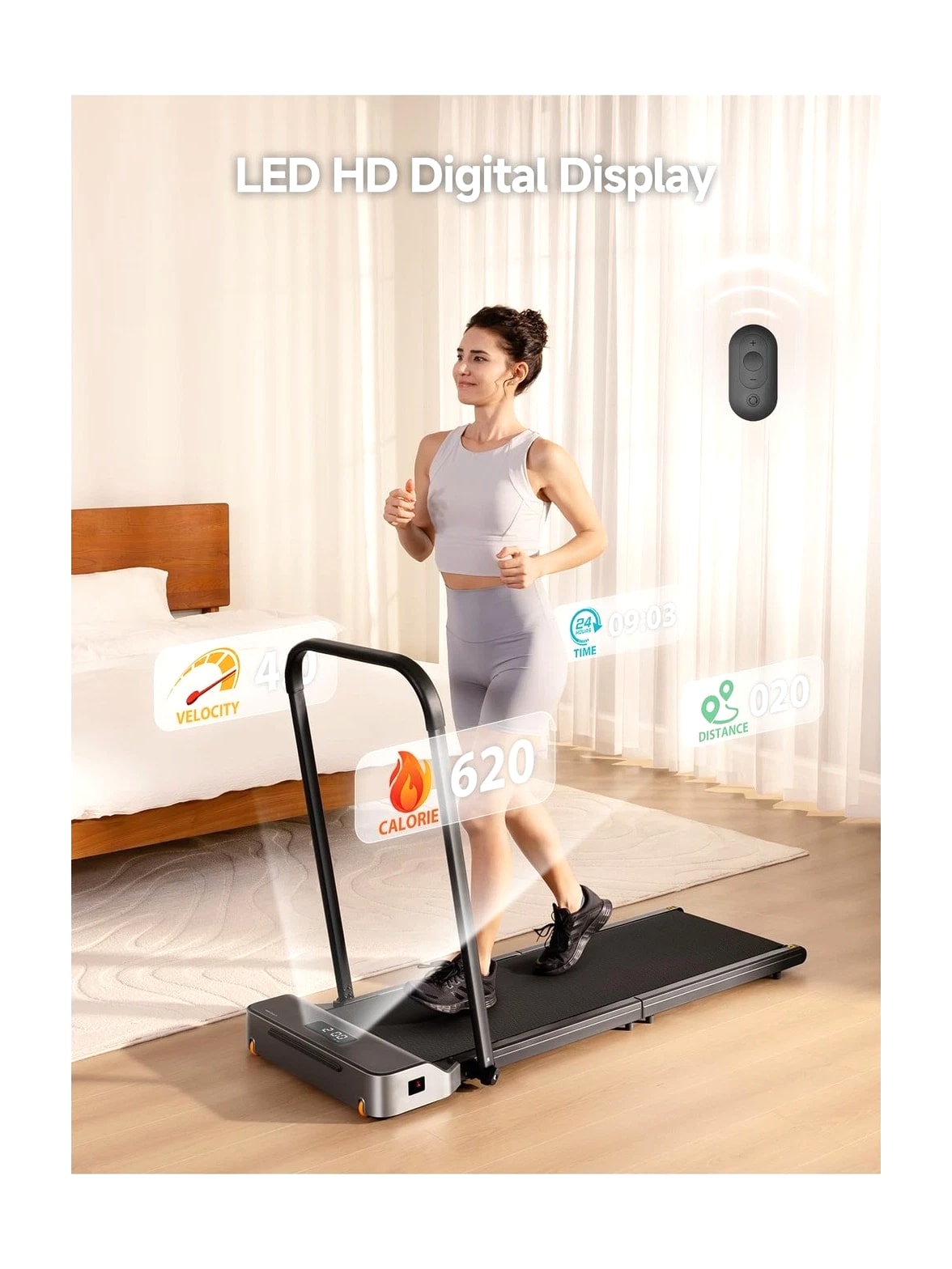 WalkingPad Foldable Walking Pad with Handle Bar, Treadmill for Home Office, Under Desk