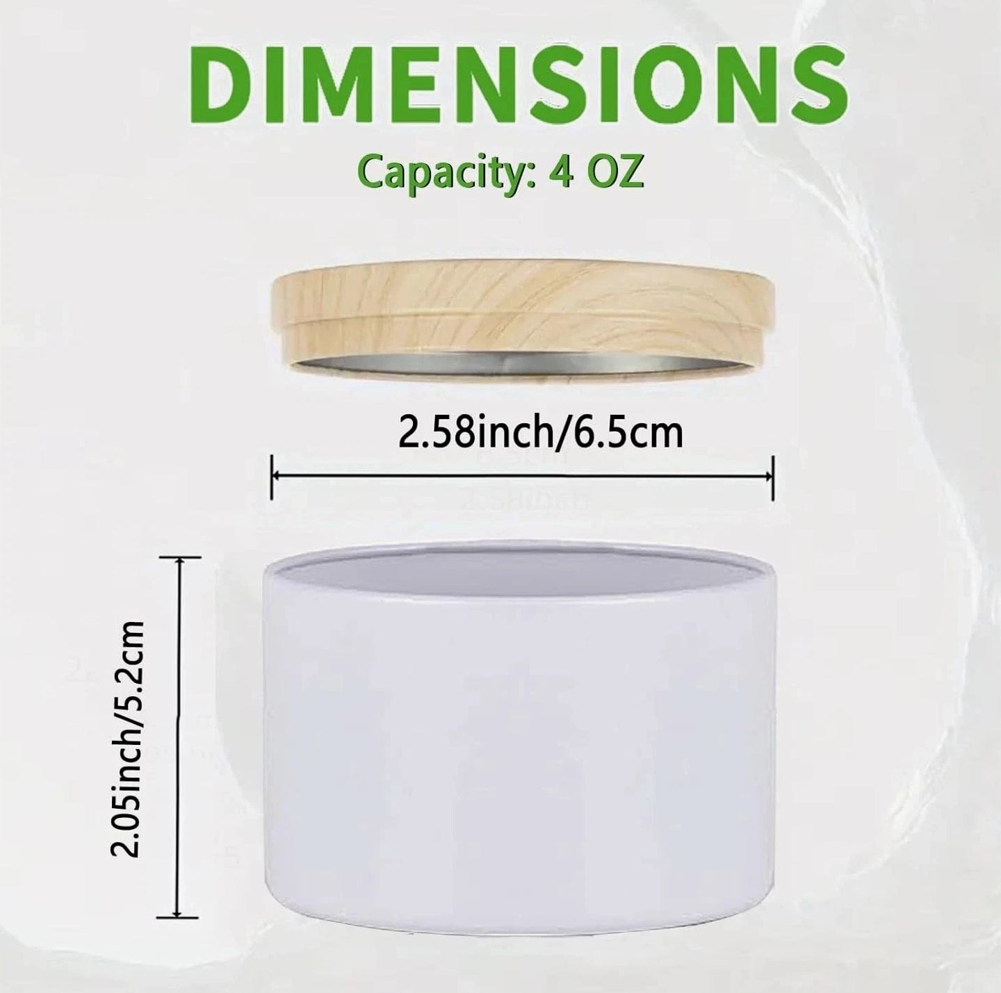 4oz White Candle Tins, 24 Pcs Matte Metal Jars With Wood Grain Lids for Making