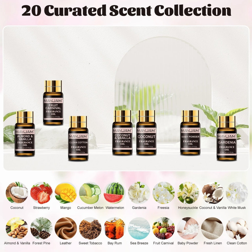 MAYJAM 20 Pcs Fragrance Oil Gift Set for Candle, Soap, Incense Making Oils