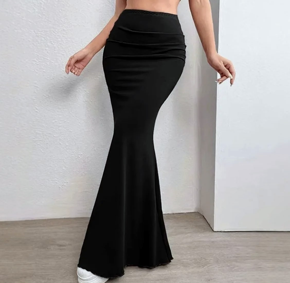 DOHTIH Women's Solid Fishtail Skirt High Waist