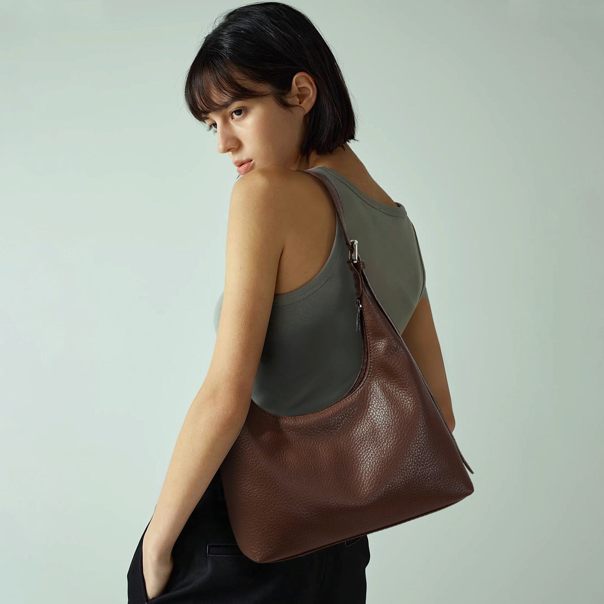 KALIDI Crescent Vegan Leather Tote Bag for Women