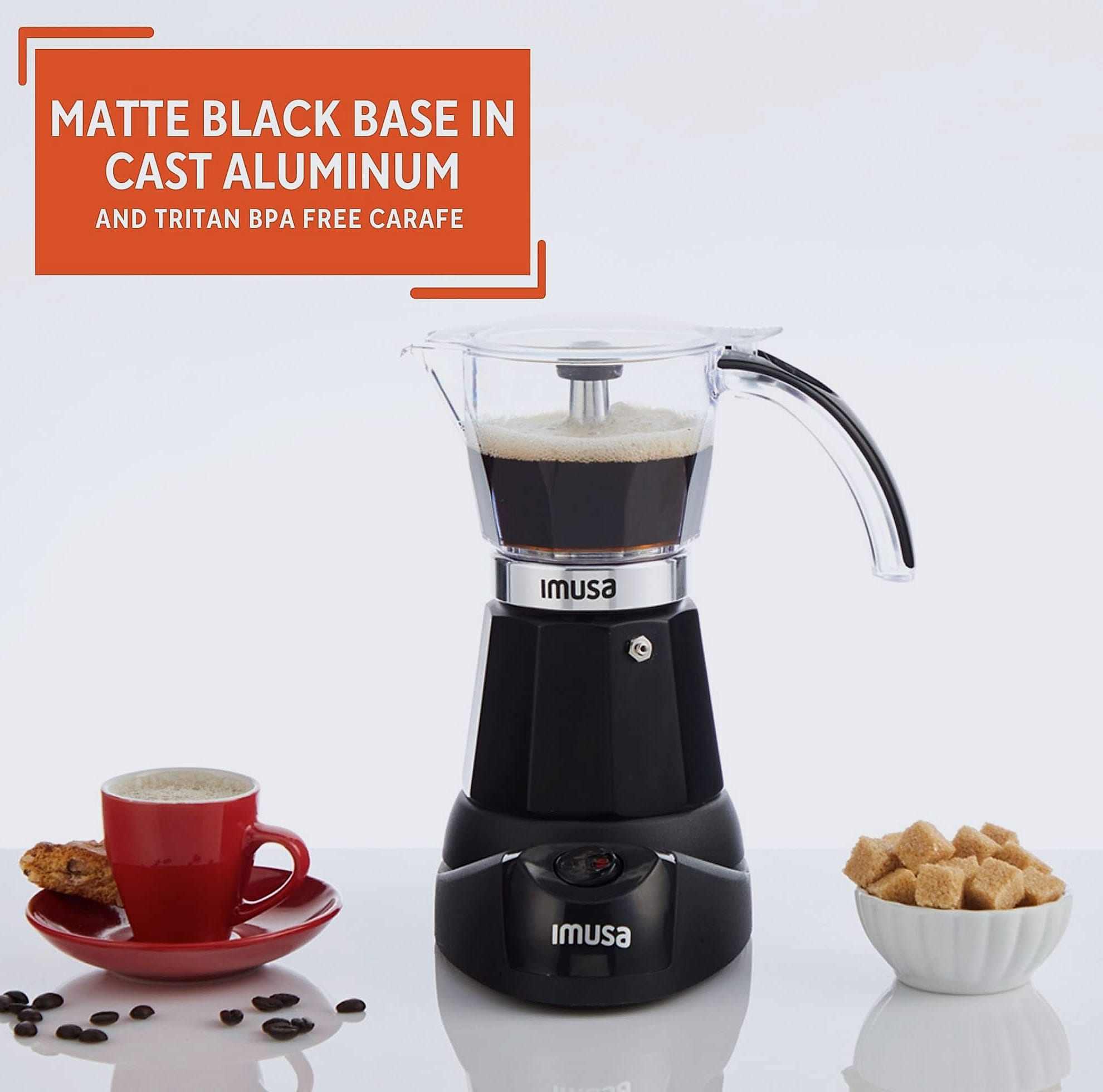 Imusa Electric Espresso Maker, 6 or 3 Cup Moka Coffee Machine