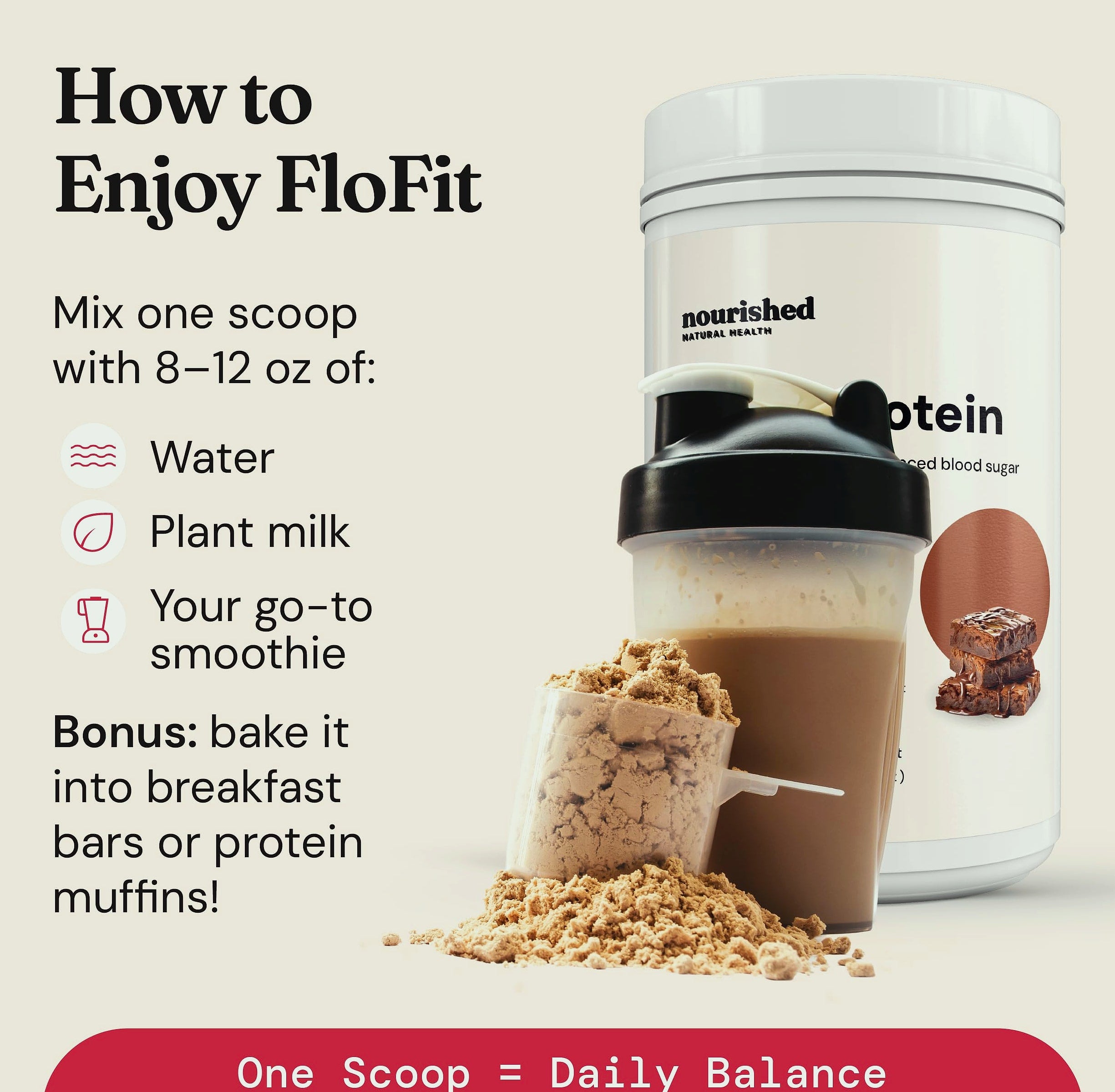 Nourished Natural Health FloFit Pea Protein Powder for Women