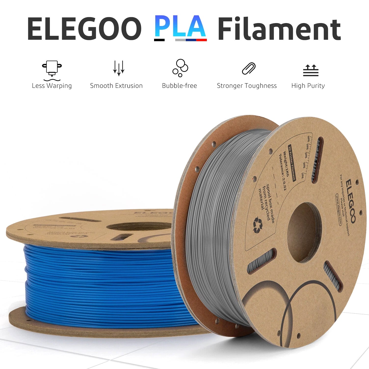 ELEGOO PLA 3D Printer Material Filament Dimensional Accuracy +/- 0.02mm 10 kg