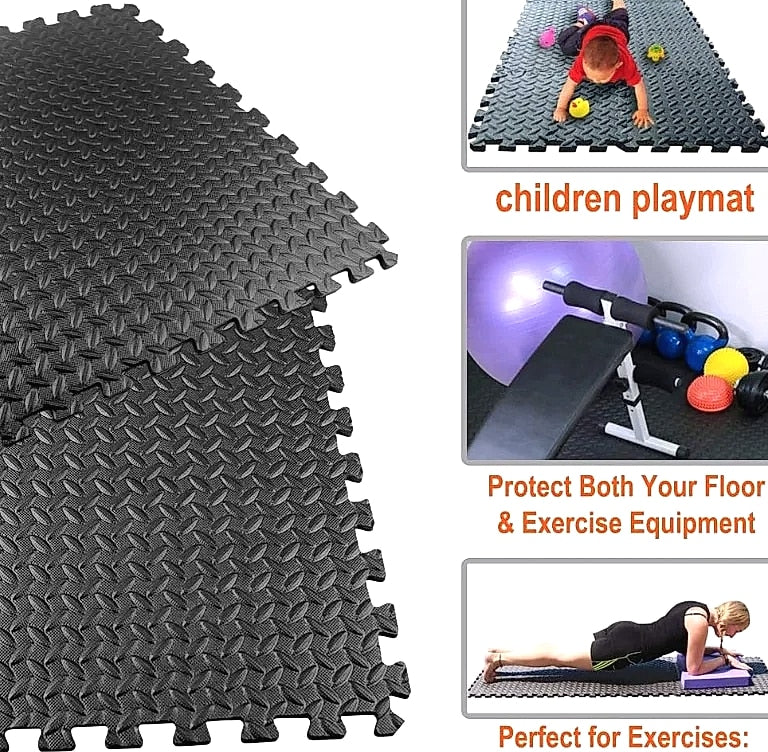 DHDH 30x30cm EVA Foam Gym Mat, 16-Piece Interlocking Floor Tiles