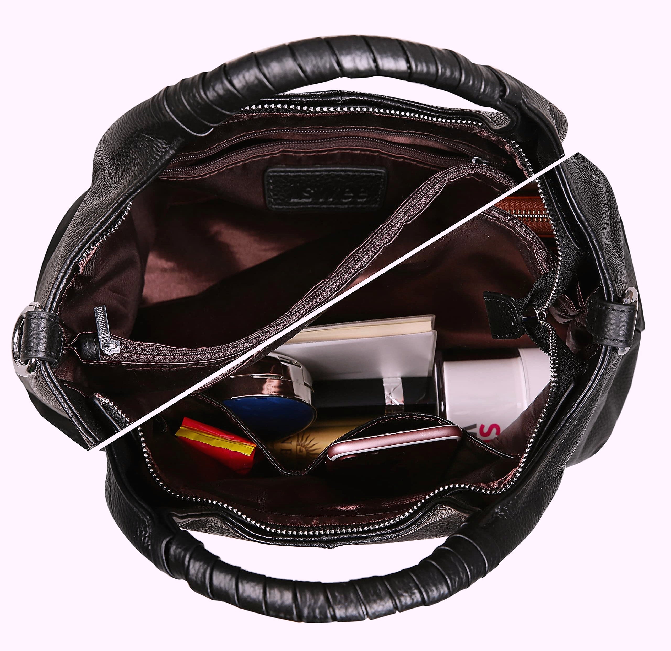 Iswee Leather Crossbody Purse with Silk Scarf Neck Strap