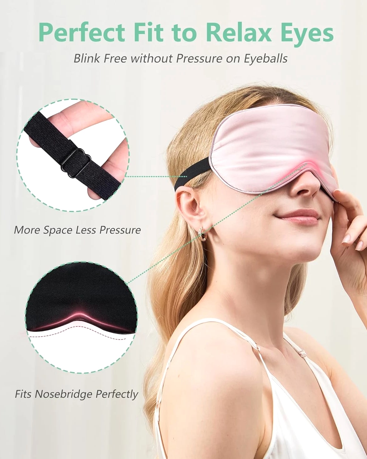 100% Real Mulberry Silk 2 Pack Sleep Mask, Natural Pure Silk Eye Masks with Adju