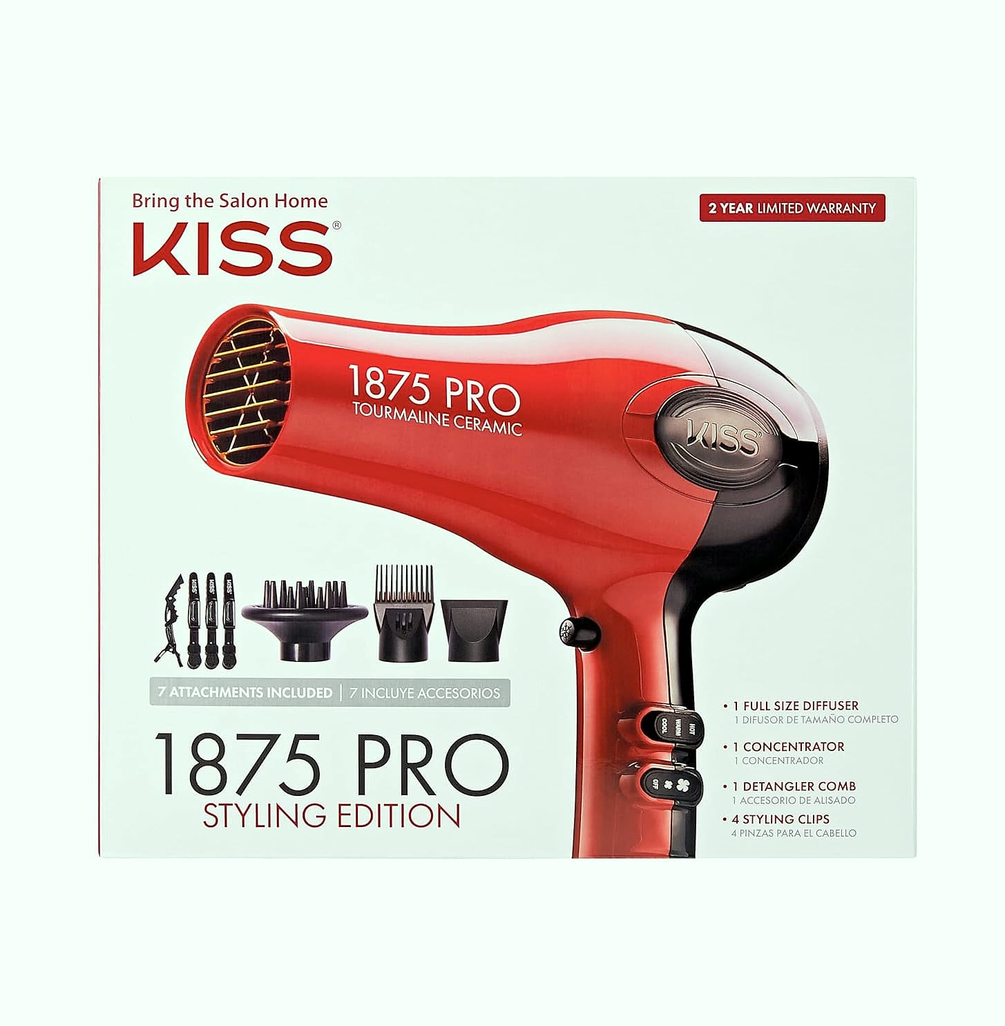 KISS 1875 Watt Pro Tourmaline Ceramic Hair Dryer