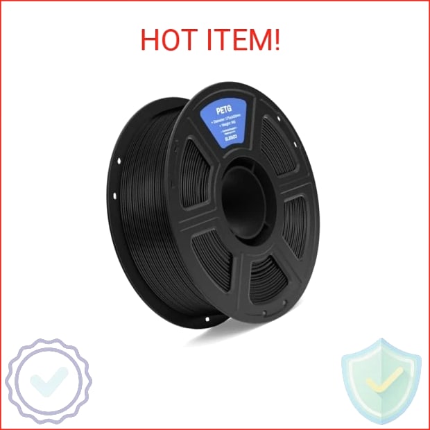 ELEGOO PETG Filament 1.75mm Black 1KG - 3D Printer Filament, Dimensional Accuracy