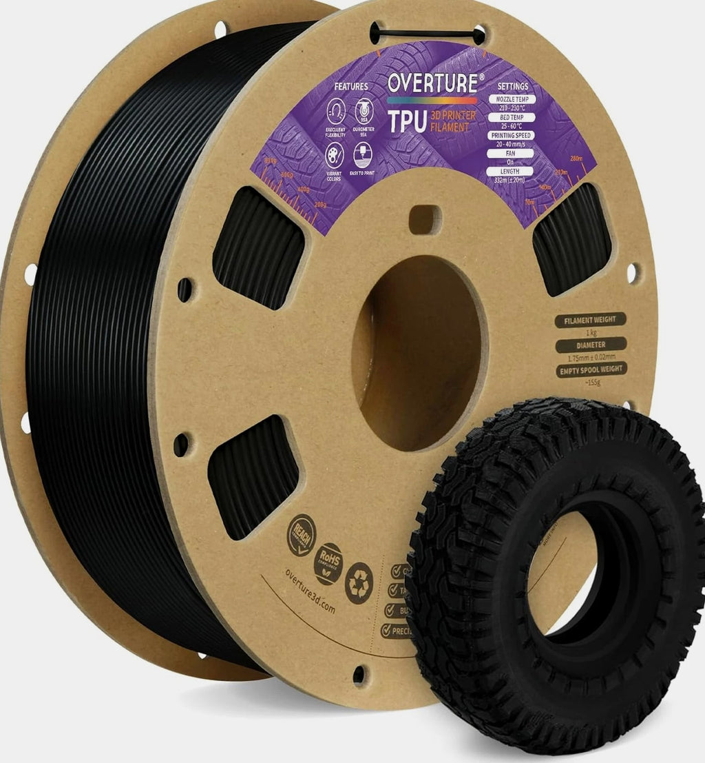 TPU Filament 1.75mm Flexible Roll, 95A Soft 3D Printer Filament, 1kg Spool (2...