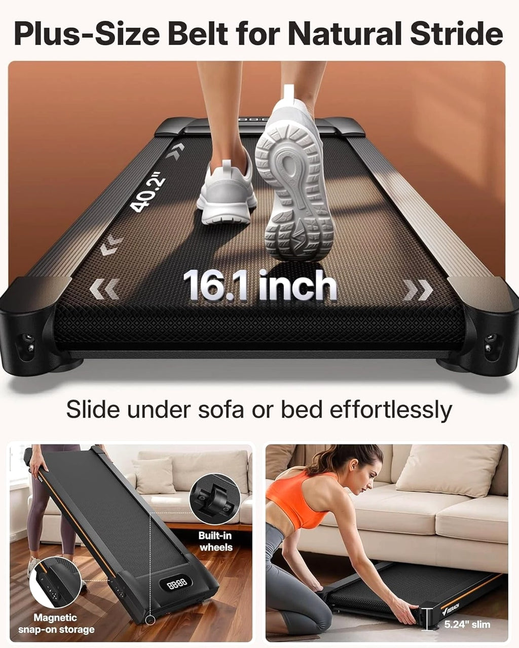 MERACH W50Lite Walking Pad Treadmill for Home with 10% Auto Incline, 350lbs Capacity