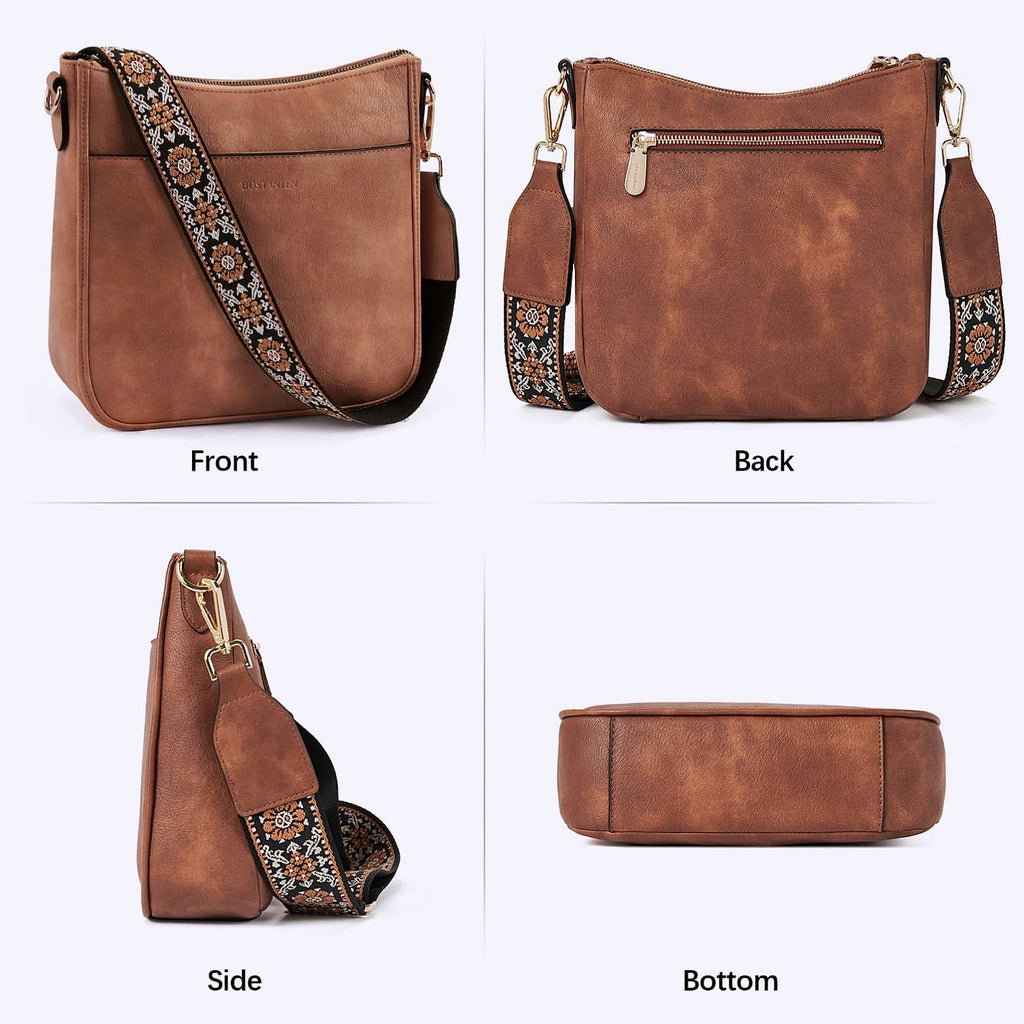 BOSTANTEN Women's Vegan Leather Crossbody Bag Hobo Shoulder Purse