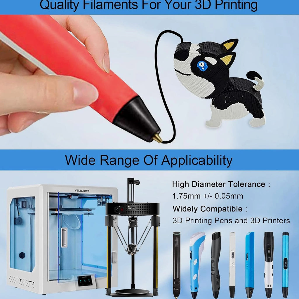 16 Colors Silk Shiny PLA Filament Sample Pack, Each Color 4 Meter Length, Total