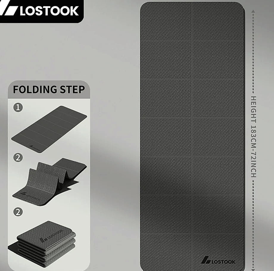 Lostook 4mm TPE Foldable Yoga Mat for Home Workouts