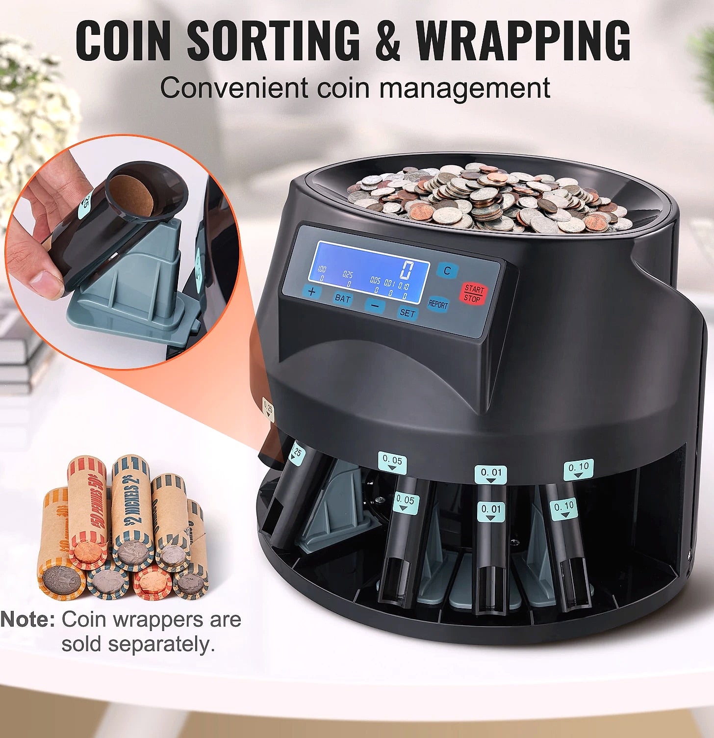 SucceBuy Automatic Coin Sorter Counter, 230-300/Min, LED Display