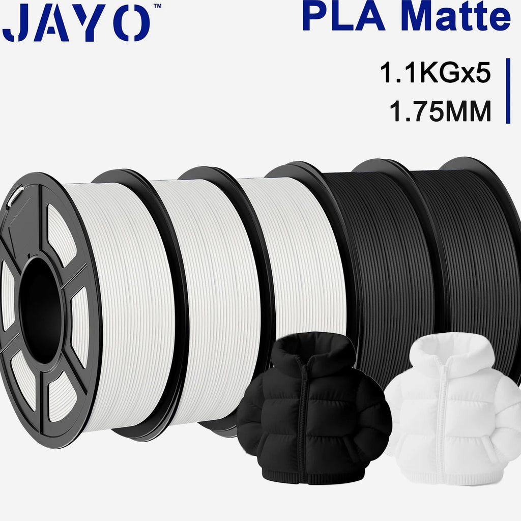 JAYO 5KG/10KG/20KG Matte PLA Black White Gray 3D Filament 1.75mm 1.1KG/SET
