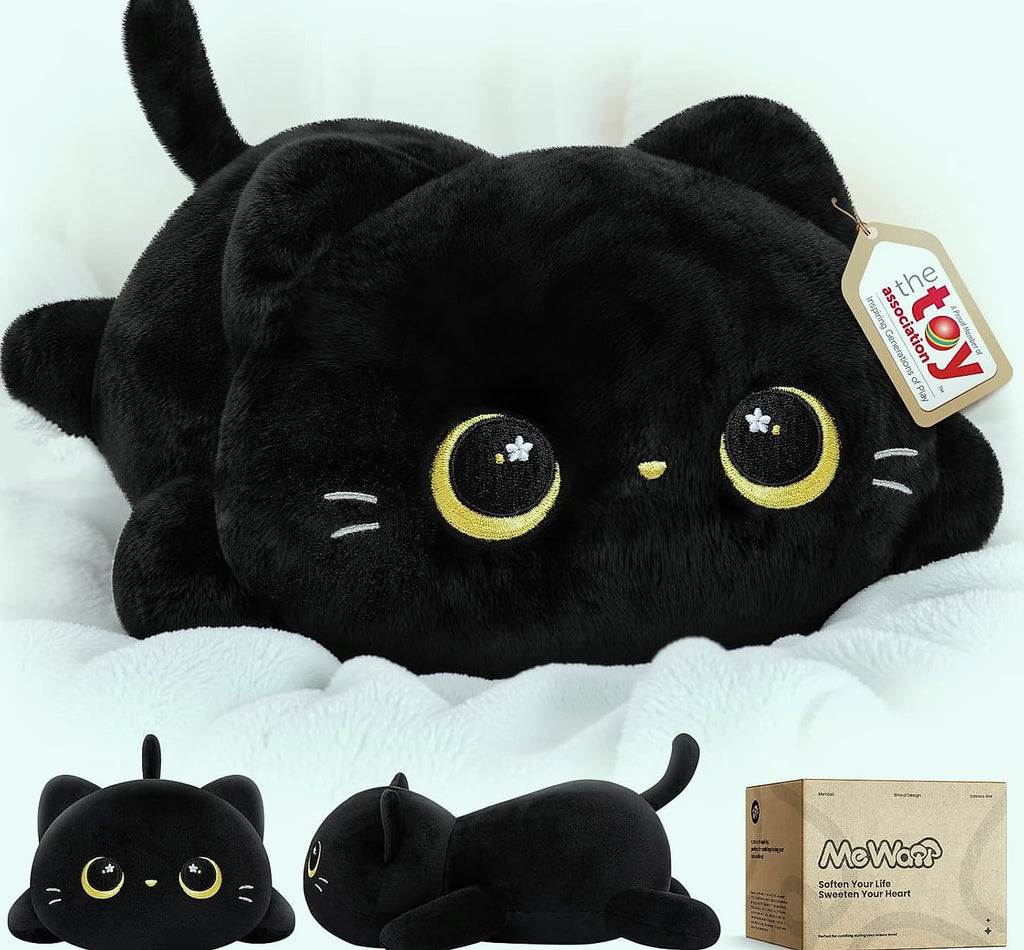 Mewaii 13 Inch Black Cat Plush Pillow Soft Stuffed Animal