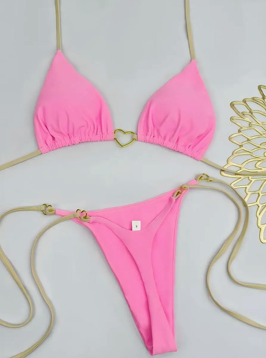 Women's White Solid Color Bikini Two-Piece Swimsuit