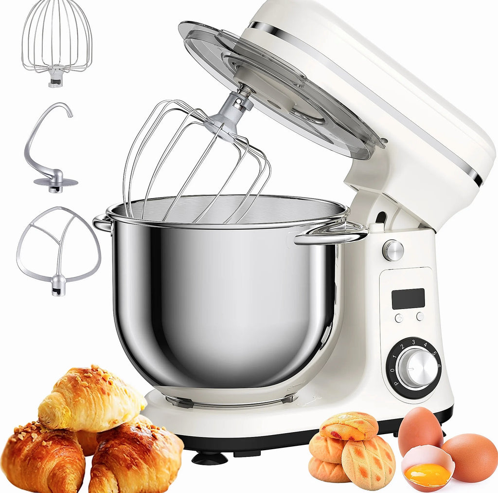 Biolomix 6L Stand Mixer, 1200W DC Motor, 6-Speed Dough Kneader