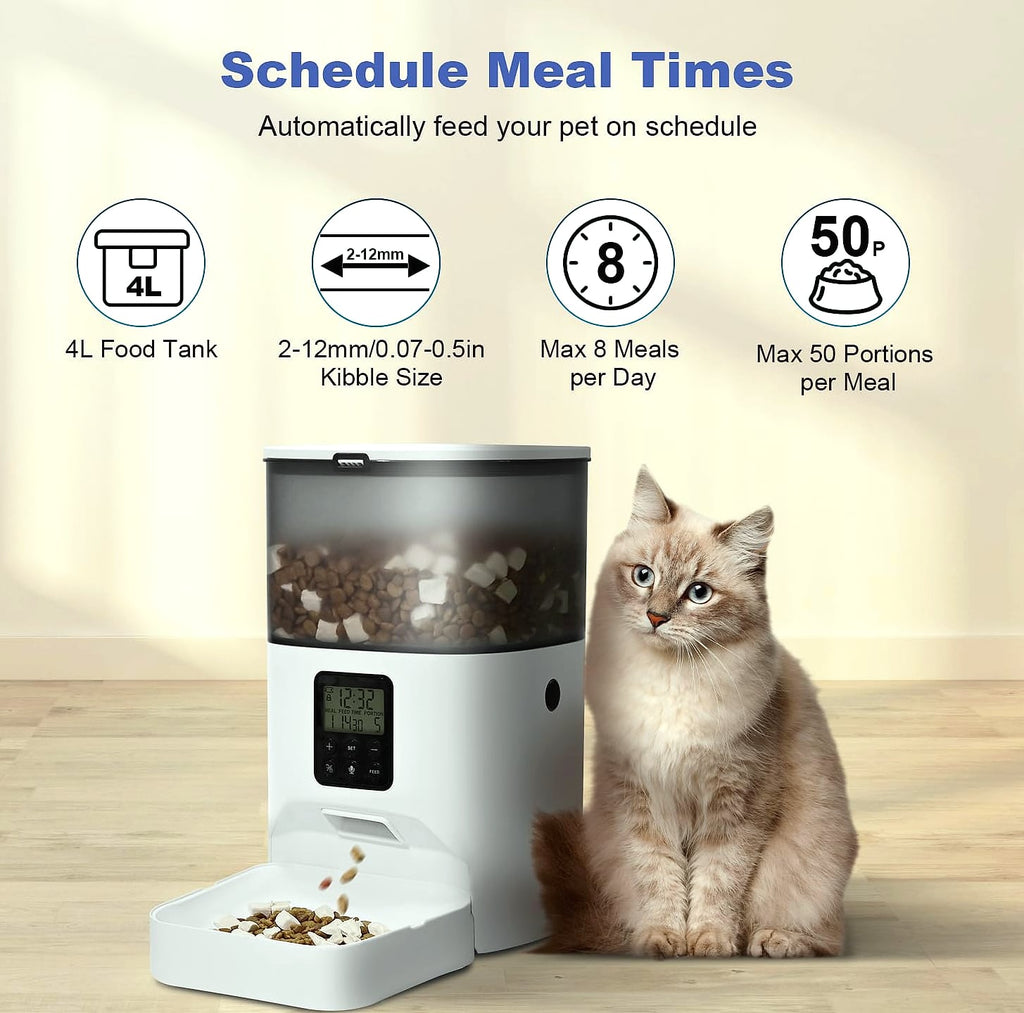 ANDOLL HOME Automatic Cat Feeder 4L with Voice Recorder