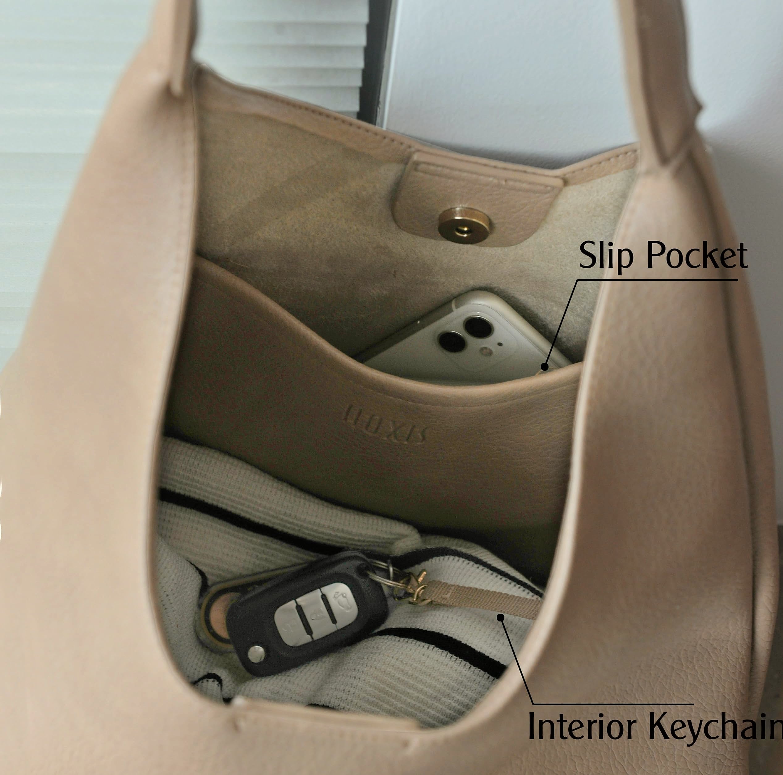 HOXIS Hobo Bag Women Soft Vegan Leather Shoulder Handbag