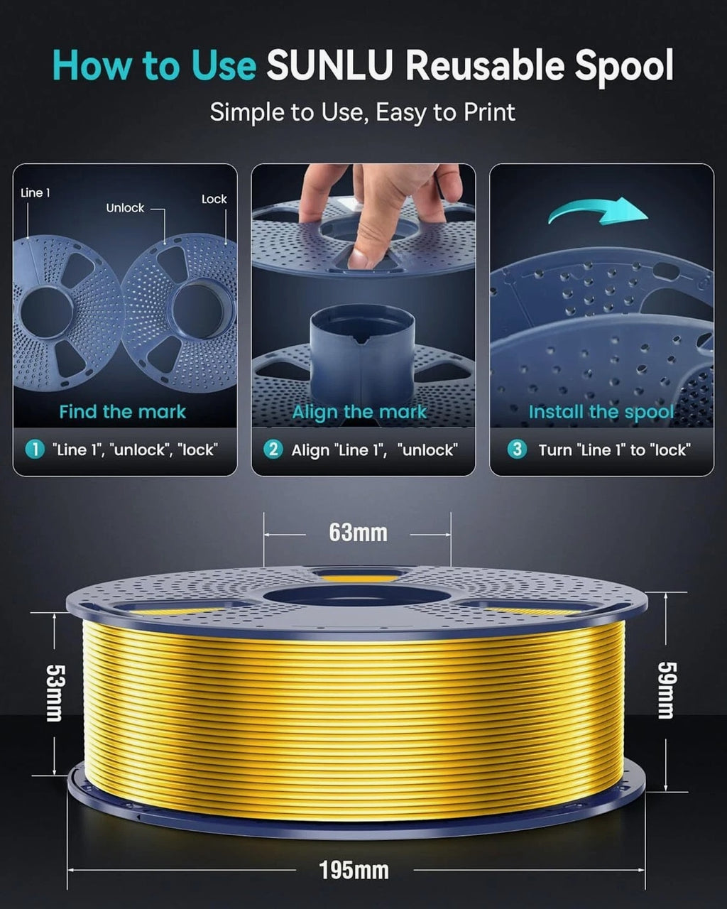 【ADD 10, PAY 6】SUNLU PETG PLA+ PLA ABS SILK 3D Printer Filament 1.75mm 1KG Neat