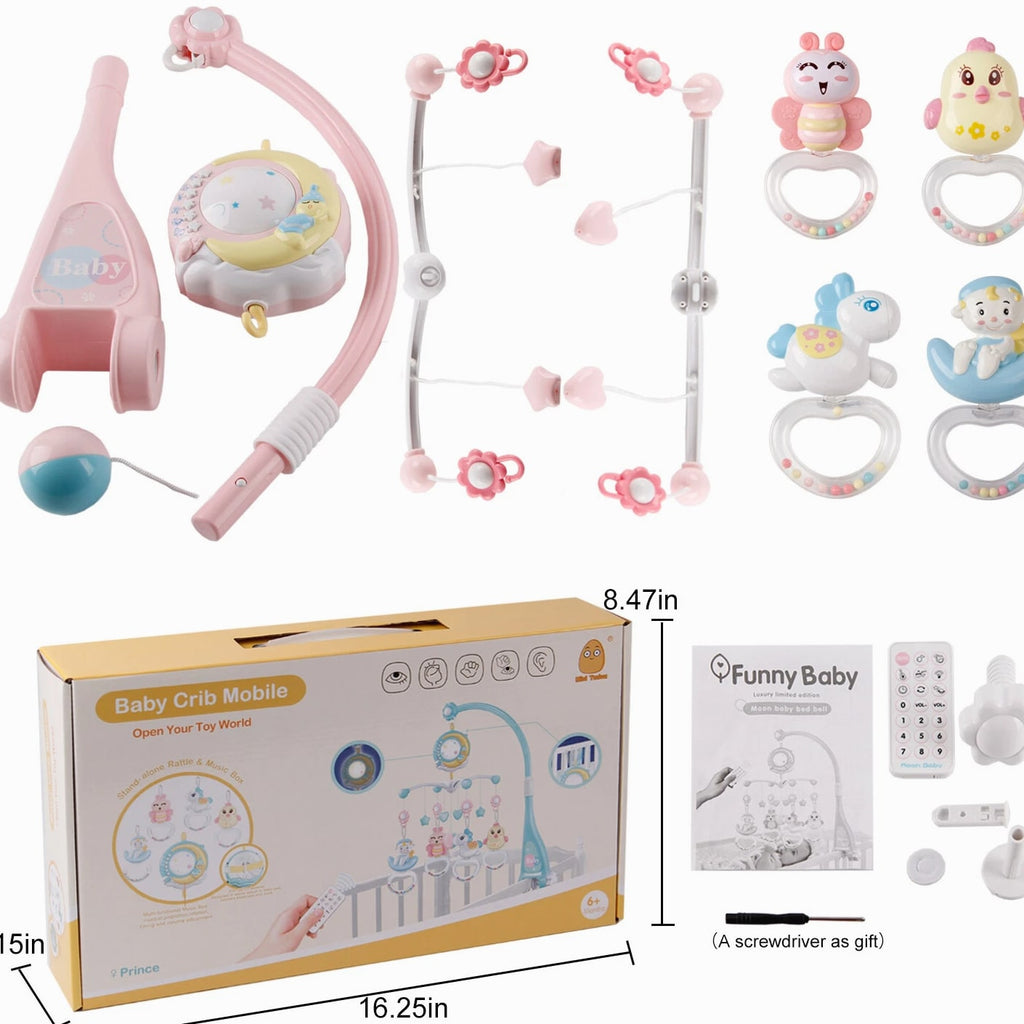 Mobile Baby Rattle Toy Cot Musical Light Bed Bell Kid Hanging Crib Nursery Gift