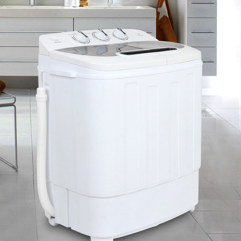White Compact Portable Washer & Dryer with Mini Washing Machine and Spin Dryer