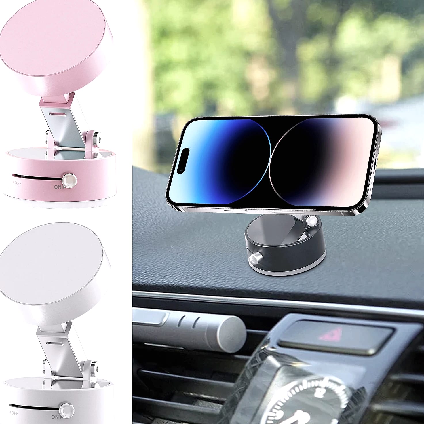 Magnetic Car Phone Holder with Vacuum Suction Cup