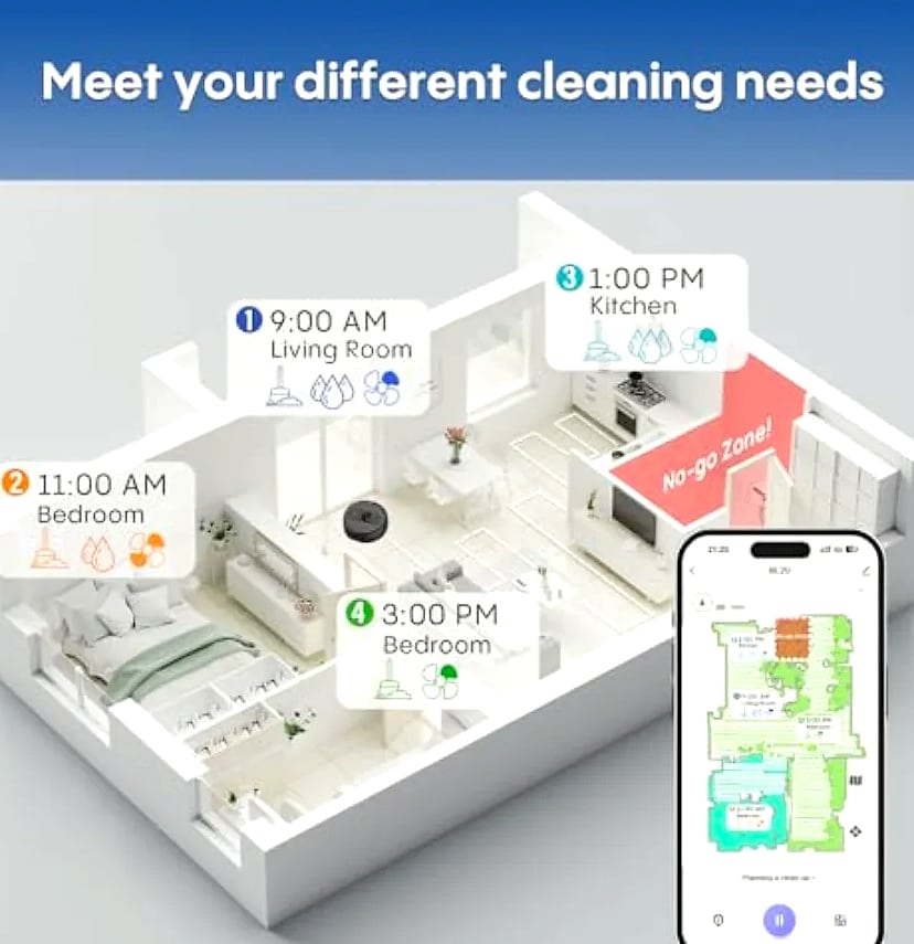 SHXI Robot Vacuum and Mop with LiDAR Mapping