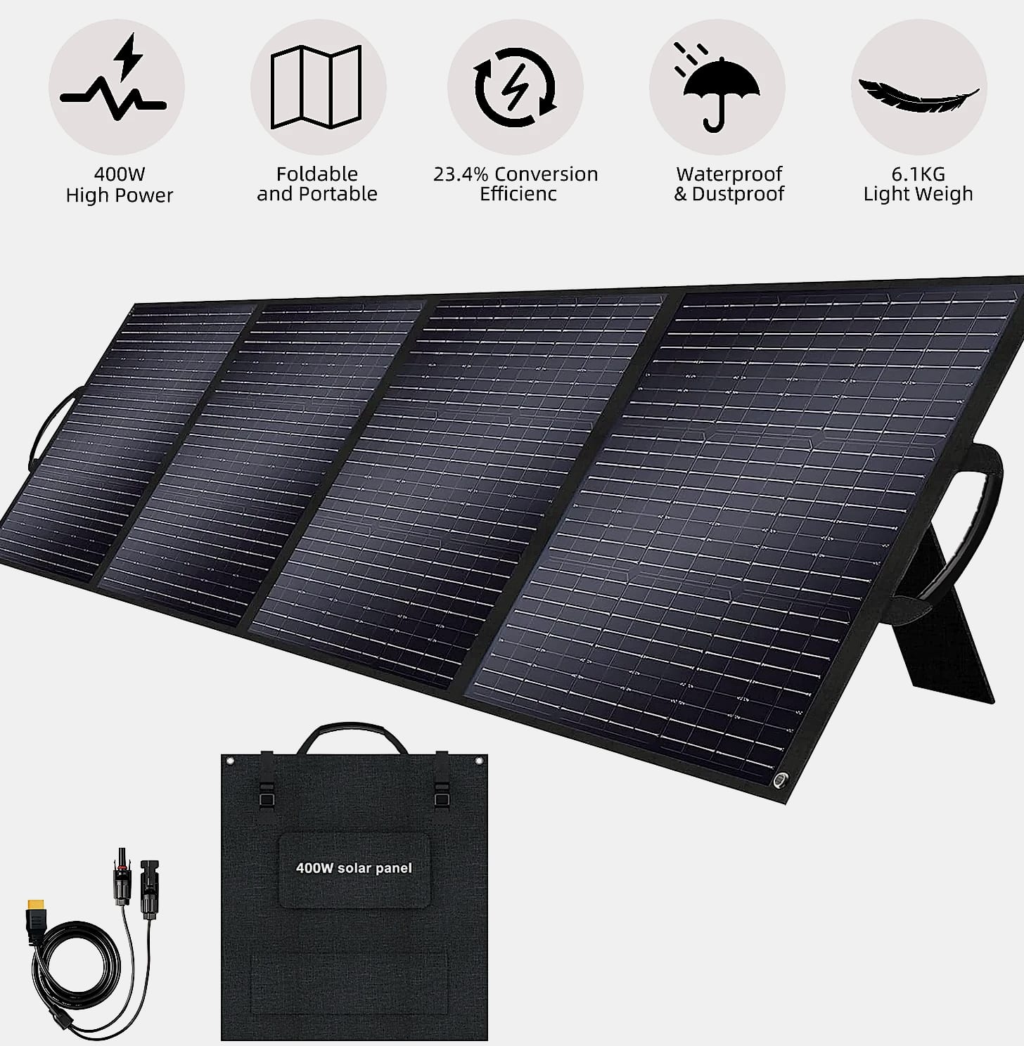 SOLARPLAY 400W Foldable Solar Panel, 23.4% Efficiency