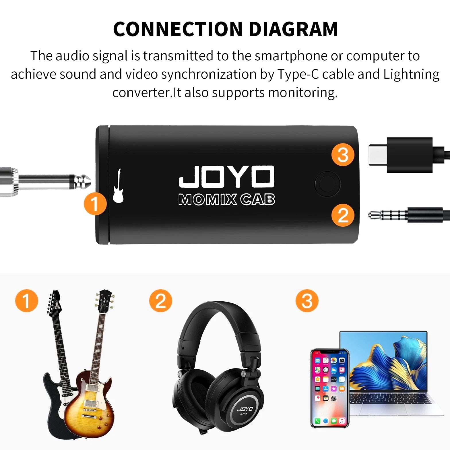 JOYO Guitar Audio Interface Pocket Recording Sound Portable for Live Streaming