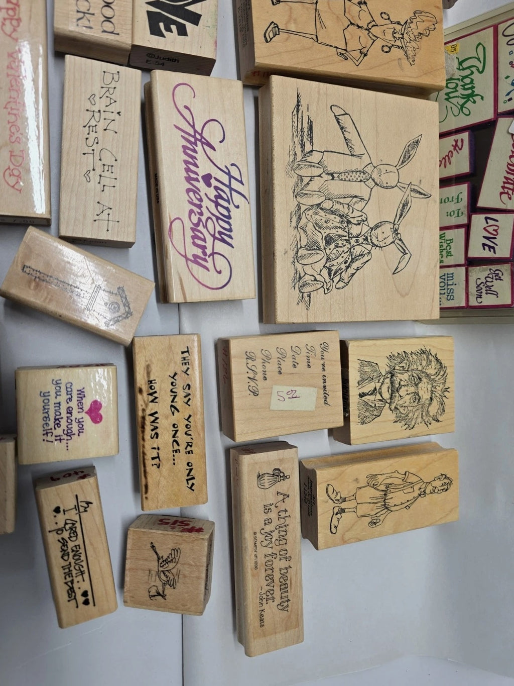 Lot Of 94 Vintage And Modern Wooden And Rubber Ink Stamps Arts Crafts