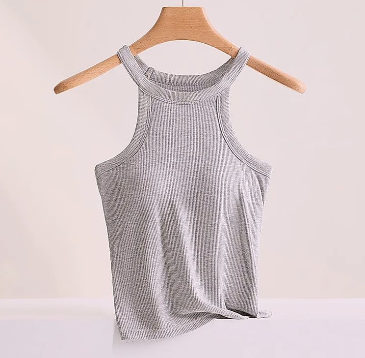 UBOWEN Threaded Halter Neck Camisole with Built-in Bra