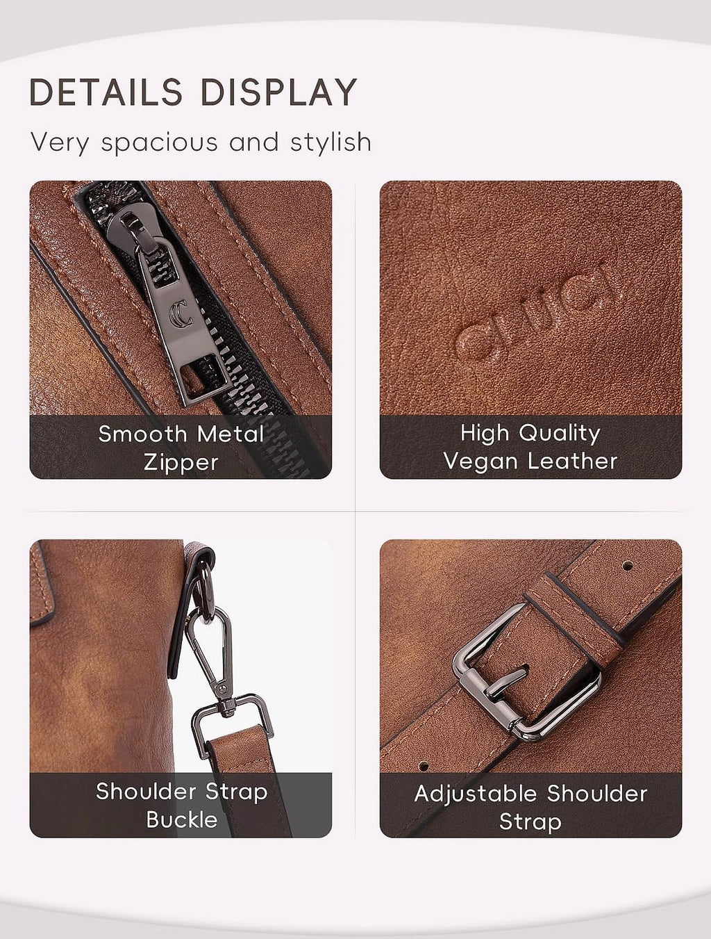 CLUCI Large Hobo Bag with Multiple Pockets Water Repellent