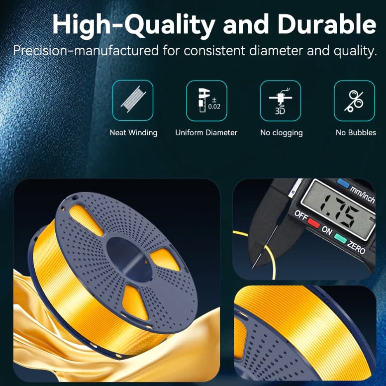 SUNLU 1.75mm PLA+ SILK Filament Neatly Wound vacuum packing Shiny Filaments