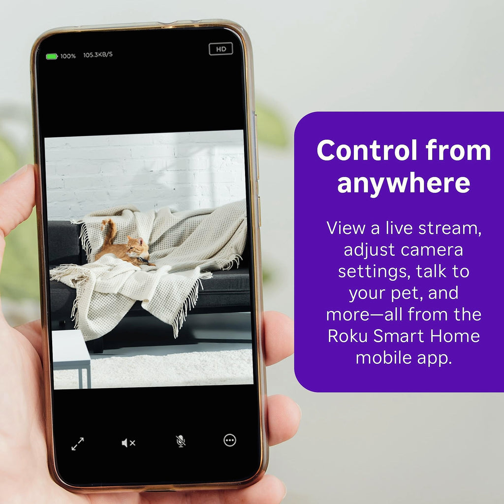 Roku Indoor Camera 2-Pack Wired Home Security with 1080p Night Vision