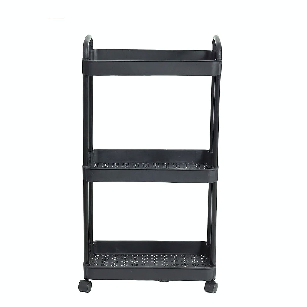 Rolling utility cart with lockable wheels and storage baskets