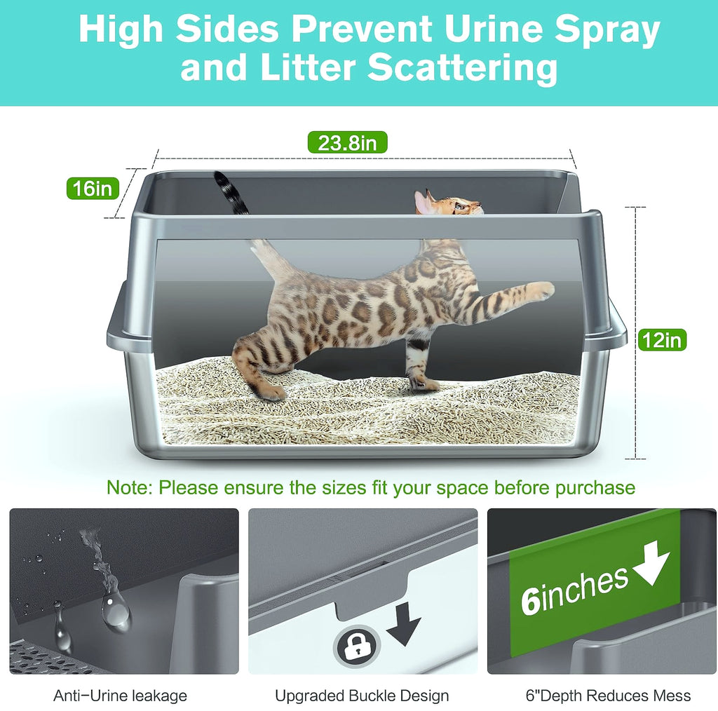 ICYAIR Stainless Steel Cat Litter Box 2-Pack, Extra Large