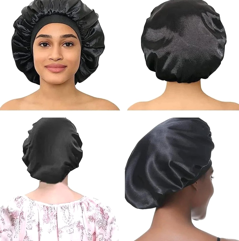 Silk Satin Sleep Bonnet Hair Cap Bonnet Elastic Soft Wide Band for Women
