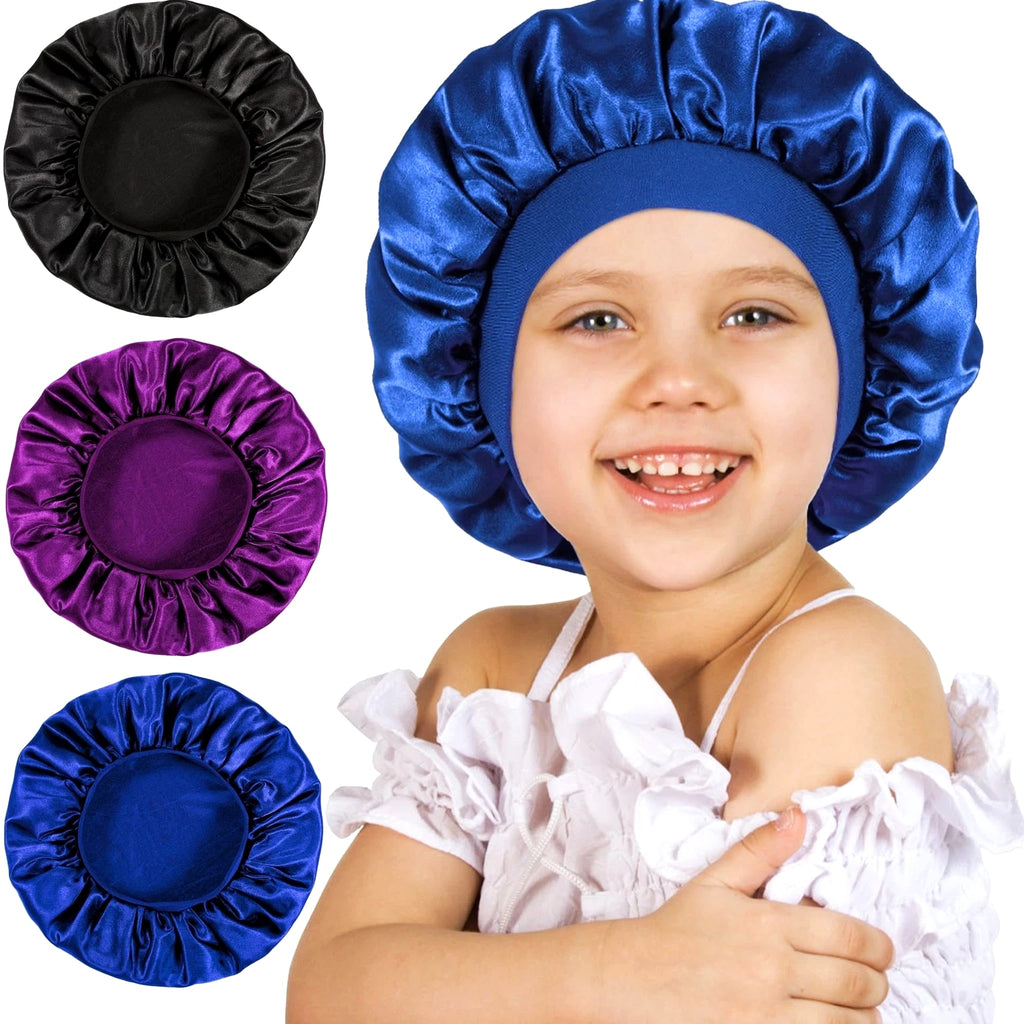 3 Pcs Bonnet for Kids, Kids Bonnets for Girls, Satin Silk Hair Bonnet for Sleeping
