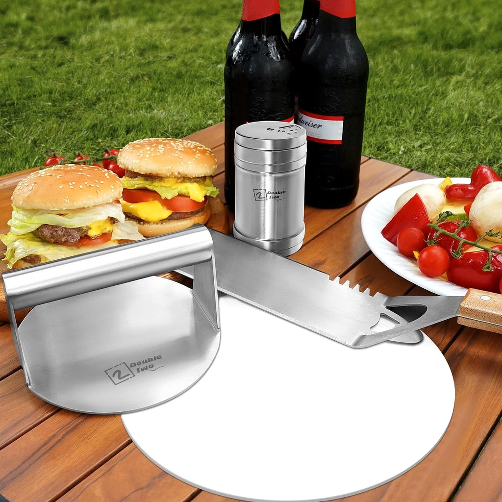 Smashed Burger Kit, Burger Press Set - Stainless Steel Burger Press, Grill Sp...